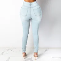Botvotee Skinny Pencil Jeans for Women High Waisted Casual Elegant Office Denim Pants Blue White Black Elastic Jeans Woman - Image 2