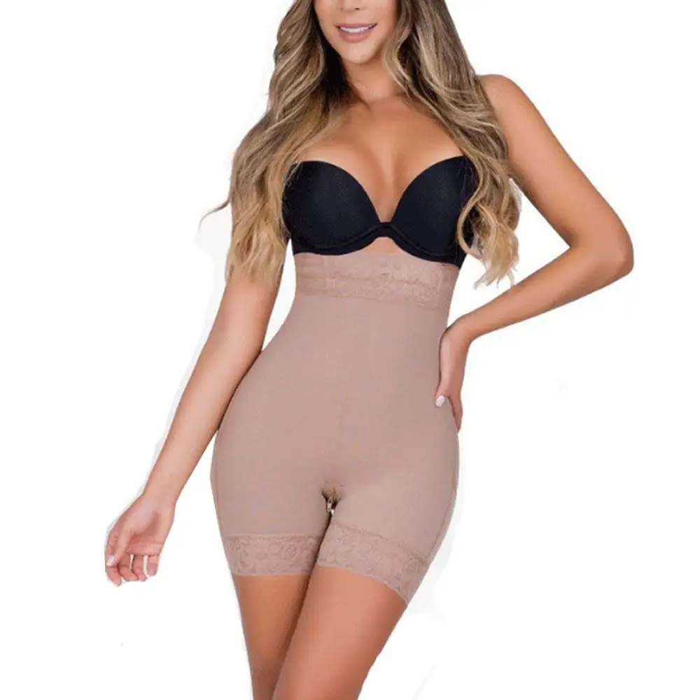 Colombianas High Compression Butt Lifter Shorts Waist Trainer Bodysuit Tummy Control Sexy Lace Slimming Shapewear