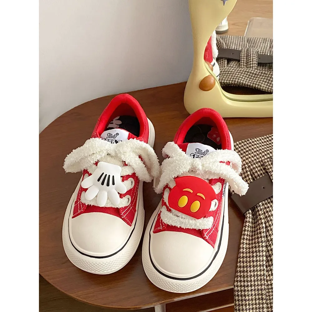 Big Head White Shoes Thick Sole 2024 New Mixed Colors Women's Casual Shoes Board Shoes Women's Canvas Shoes 24-140