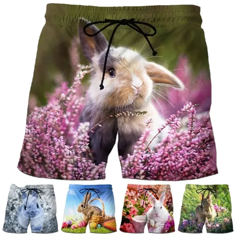 

2023 Fashion Animal Graphic Beach Shorts Harajuku 3D Kawaii Rabbit Printing High Quality Personality Unisex Short Pant Swimwear