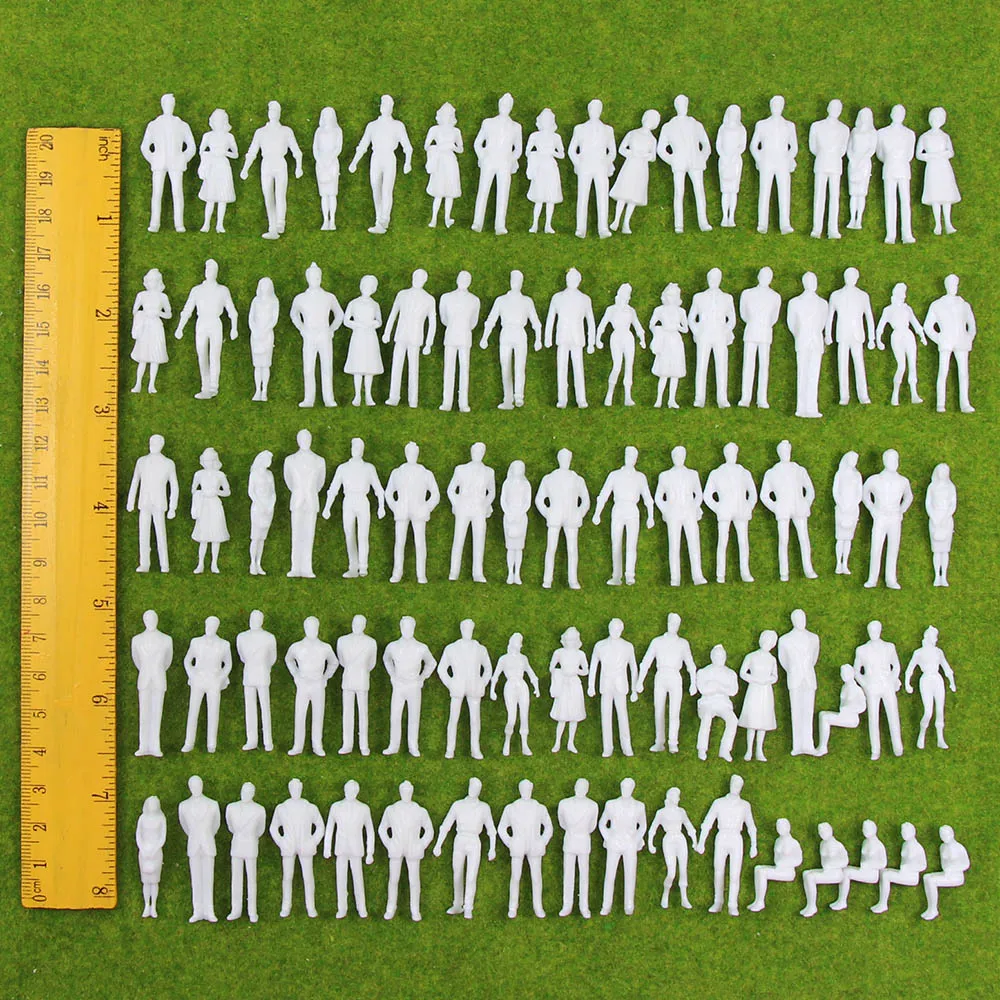 Evemodel P50B 100개 모델 기차 1:50 스케일 무도색 피규어 화이트 O 스케일 인물