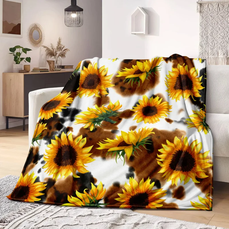 

Microfiber Sunflower Blanket Super Soft Throw Blankets For Bed Sofa Bedspread Decorative Camping Picnic Winter Warm Blanket