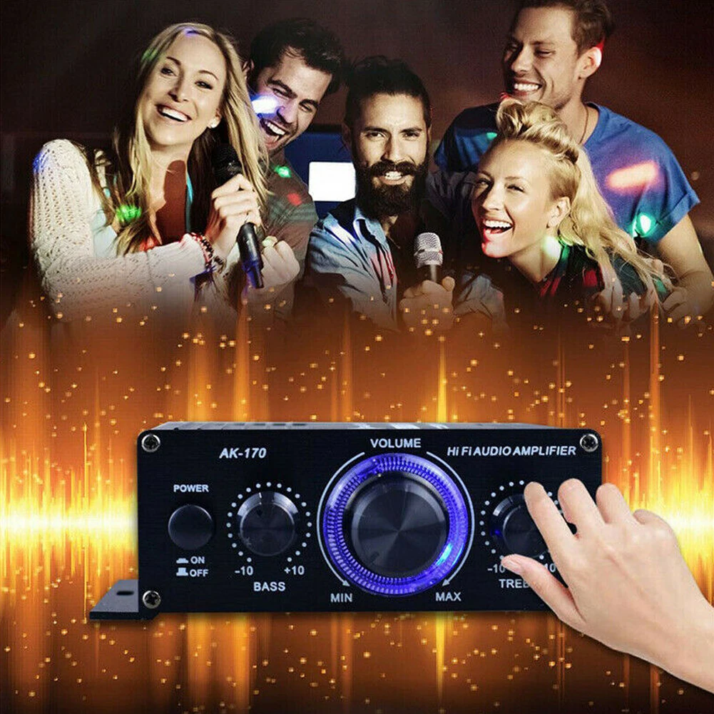 AK-170 HiFi Stereo Audio Power Amplifier 200W+200W Dual Channel Power Amp with RCA Input