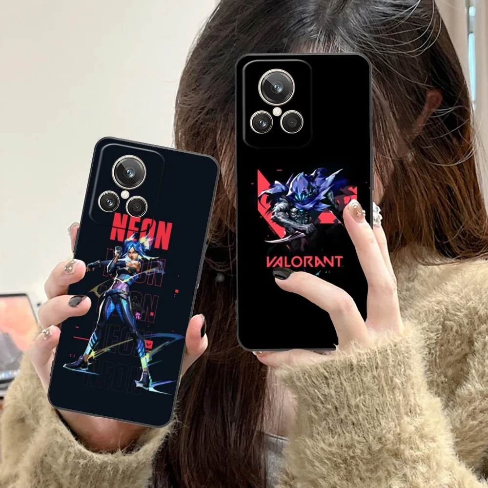 Luxury Valorant Mobile Cell Phone Case For Realme Gt 2 9I 8I 7I Pro X50 X2 C35 C21 C20 C11 C3 Black Soft Phone Cover Funda
