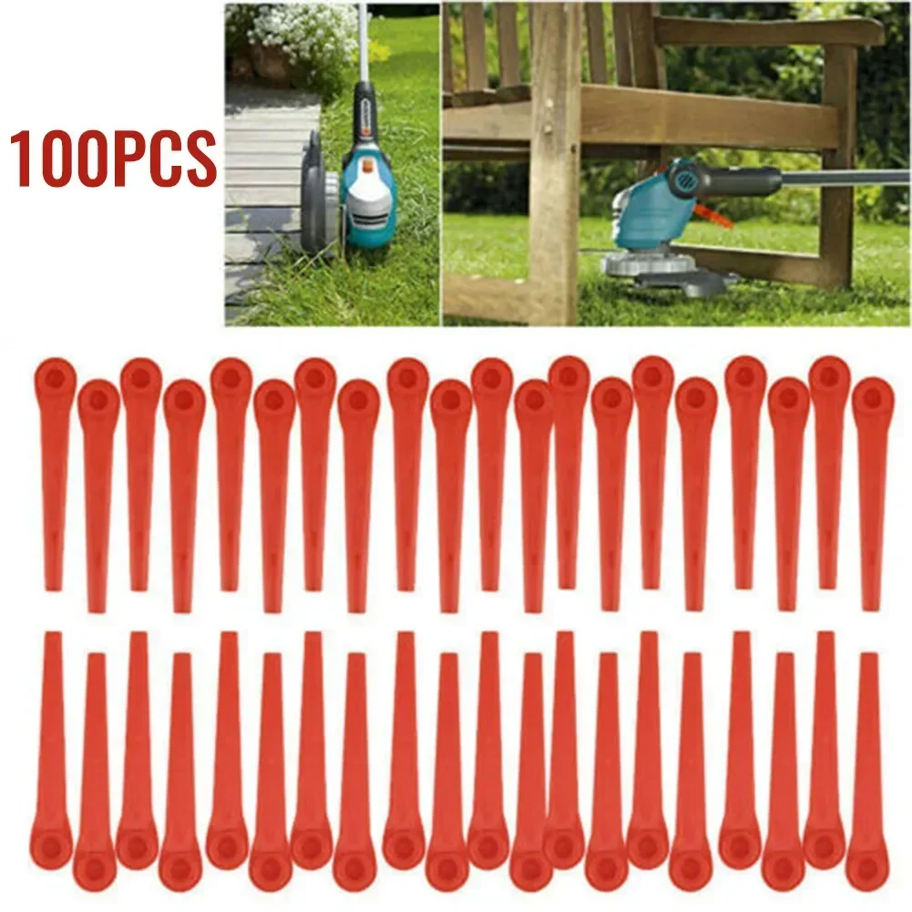 Strimmer Trimmer Parts Grass Trimmer Accessory 100pcs Plastic Replacement For Gardena Grass Trimmer Li-18/23R For Garden Lawn Trimmer Garden Grass Mower Blades