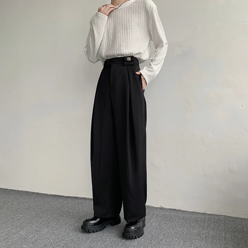 2023 New Black Suit Pants Men Fashion Social Mens Dress Pants Korean Loose Oversized Wide Leg Pants Mens Formal Trousers M-2XL 4