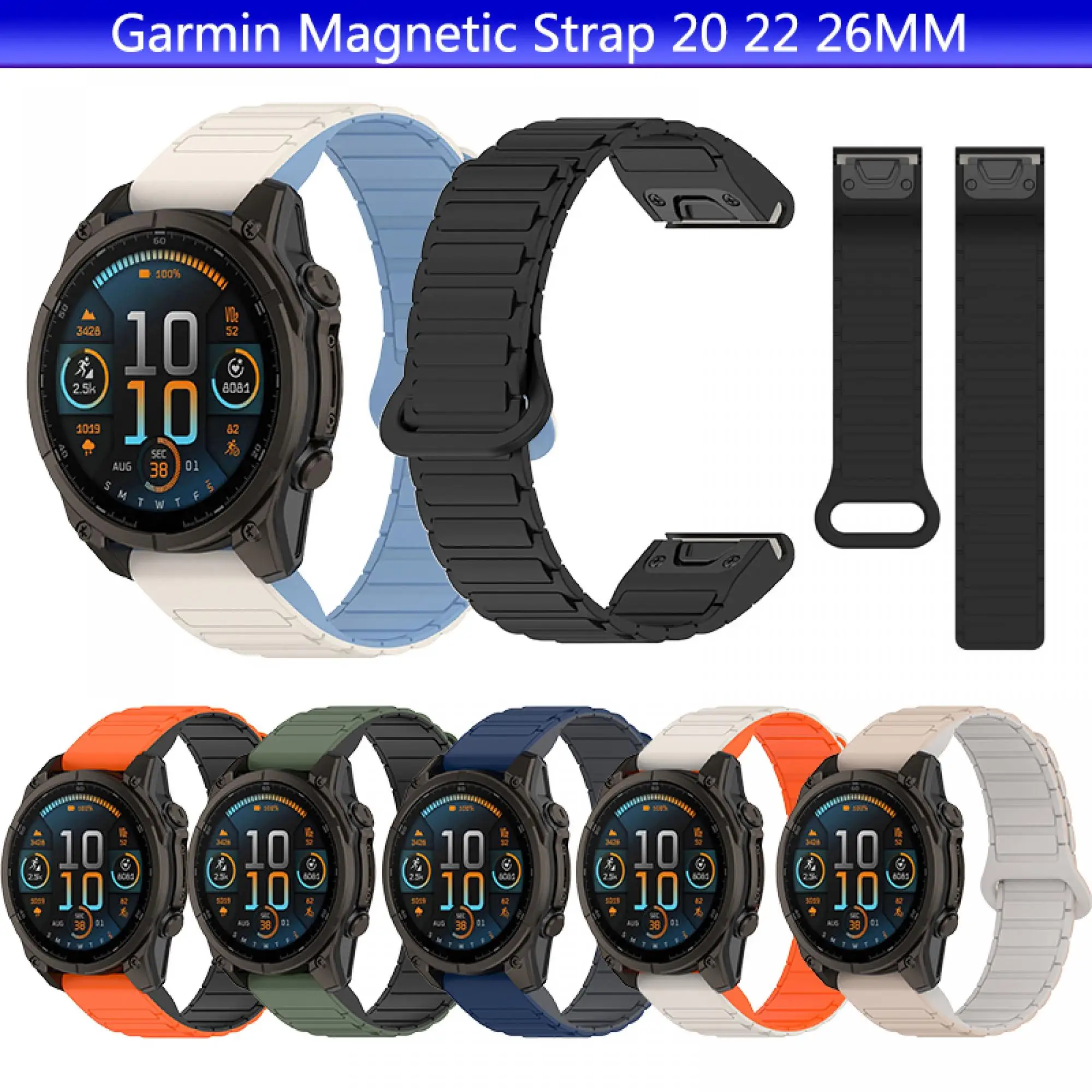 Universal Quick Installation Magnetic Strap for Smartwatches (Silicone, 20/22/26mm)