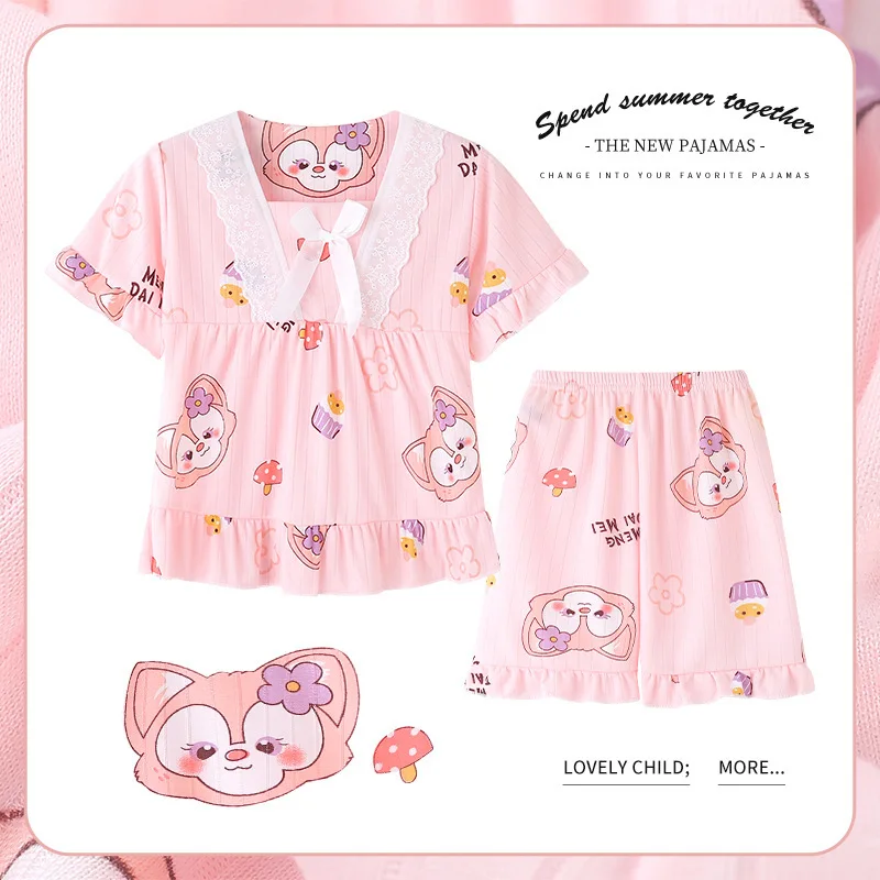 Children's Summer Home Clothing Lina Bell Cartoon Short Sleeved Set Children's Pajamas And Pajamas Set