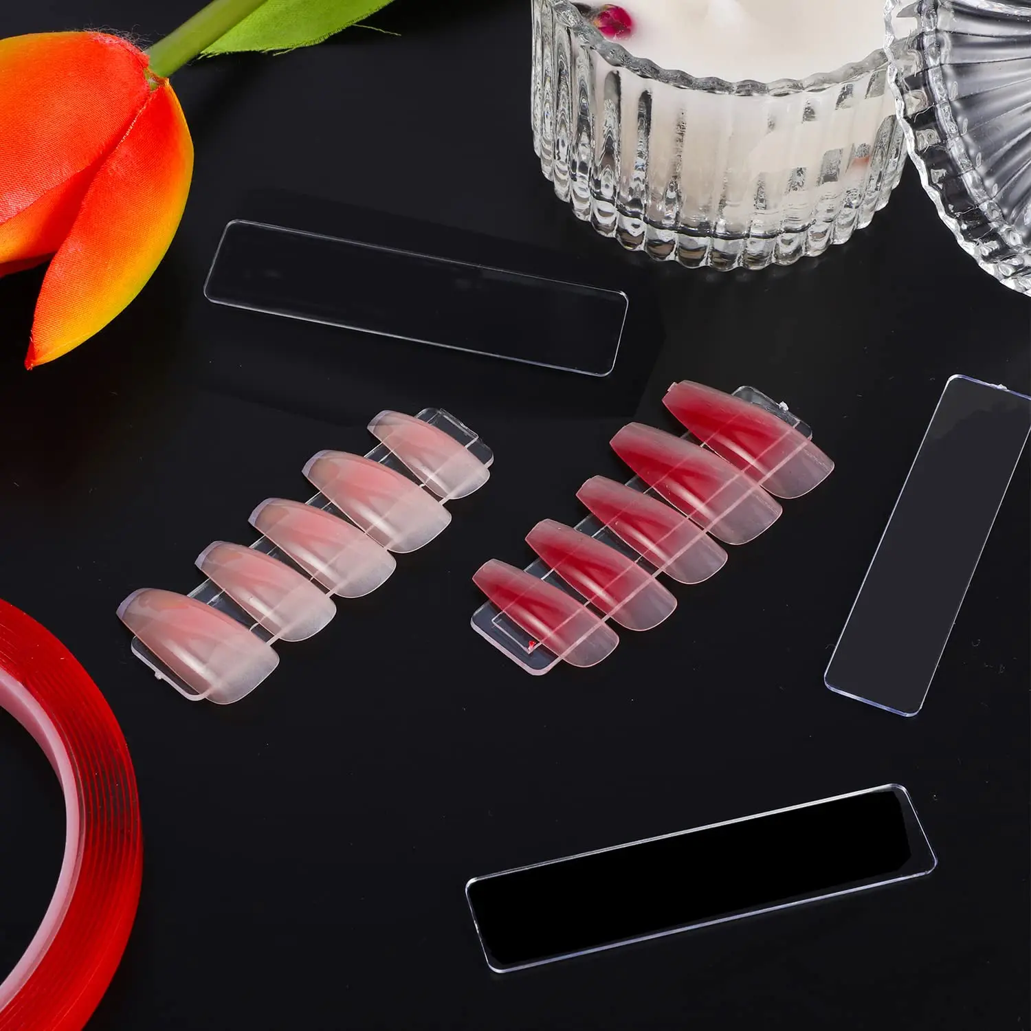 Nail Design Tips Holder 50 Pieces Nail Design Tips Display Stand Holder with 10 M Double Sided Tape Nail Design Practice Holder Removable Mounting Tape