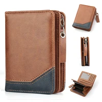 New Men Large Capacity Short Wallet With Zipper Coin Pocket Pu Leather Vintage Male Short Money Purse Card Holder 1