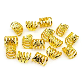 10pcs/bag Gold Silver Metal Tube Hair Ring Dreadlock Beads for Braids Hair Beads for Dreadlocks Adjustable Hair Braid Cuff Clips