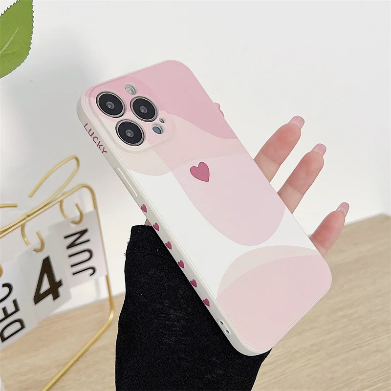 thumbnail image 1 of Funda de teléfono con diseño de corazón de amor y arcoíris a la moda para iPhone 14, 13, 15, 16 Pro Max, 11, 12 Mini, 8, 7 Plus, X, XS, XR, SE 2022, funda suave a prueba de golpes, 1 of 5
