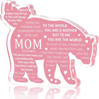 Gifts for Mom - Mothers Day Gift for Mom from Daughter,Son Mother Christmas Birthday Present Mama Bear Plaque Desk