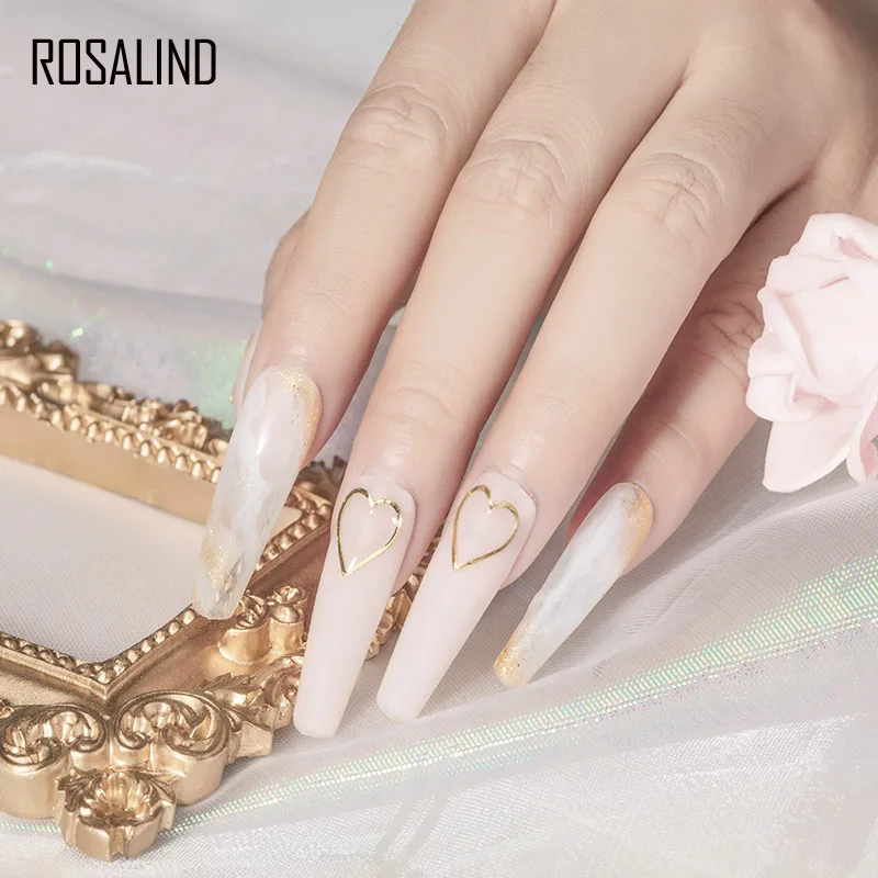 ROSALIND 6 sztuk żelowy zestaw lakierów do paznokci lakier półtrwały kocie oko lakiery hybrydowe zestaw Manicure paznokci podkład Top Coat żel do malowania paznokci