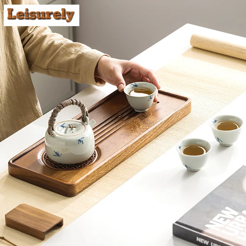 Walnut Wood Dry Bubble Tray Solid Wood Drainage Tea Tray Japanese Household Water Storage Dry Bubble Table Base Kung Fu Tea Set