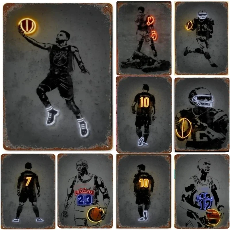 Enseigne néon silhouette de joueur de basketball main image 1