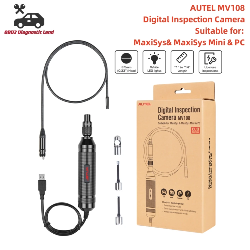 

Newest Autel MaxiVideo MV108 Auto Inspection Camera Scope 8.5mm Digital Work with Autel MK808BT, MP808BT, MK906Pro