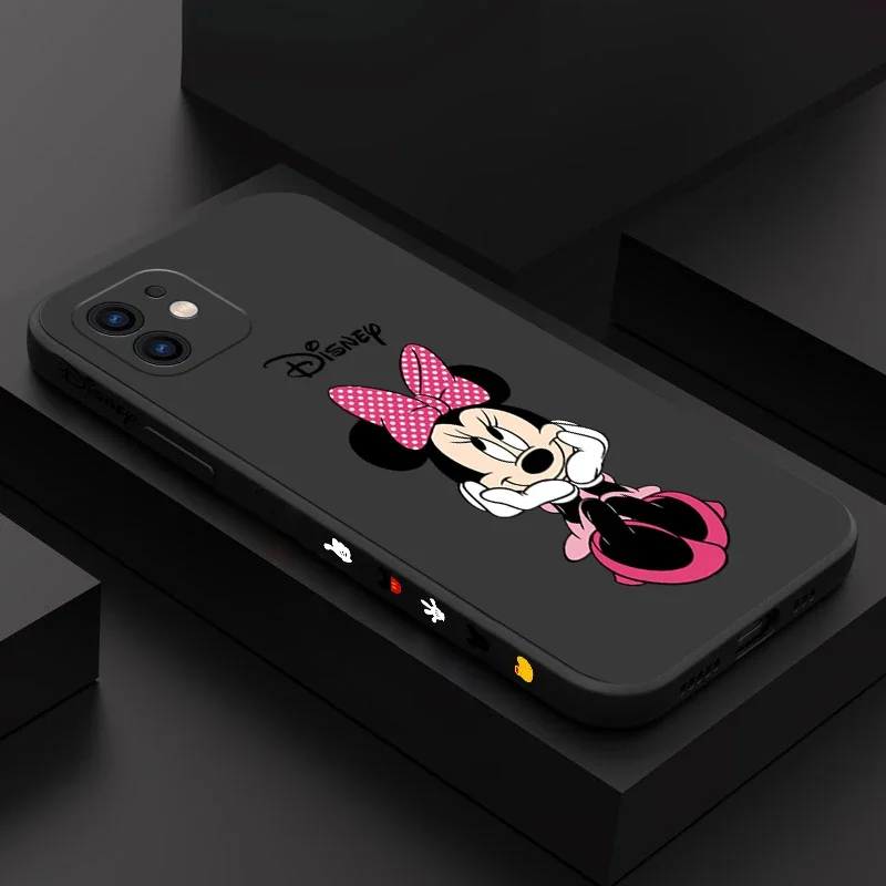 Side Print Disney Minnie Phone Case For iPhone 15 14 13 12 11 Pro Max Mini X XR XS MAX SE20 8 7 Plus Liquid Silicone Cases Cover