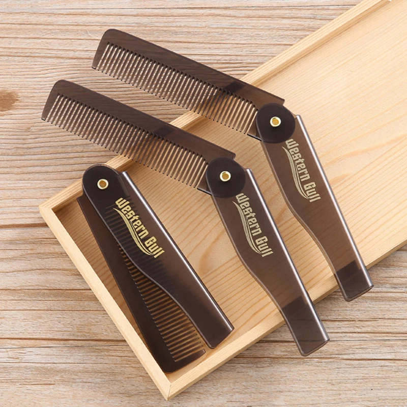Portable Foldable Pocket Combs Oil Head Plastic Beard Combs Hair Styling Tool Combs For Man Women Folding Comb Barber Hair Tool 2