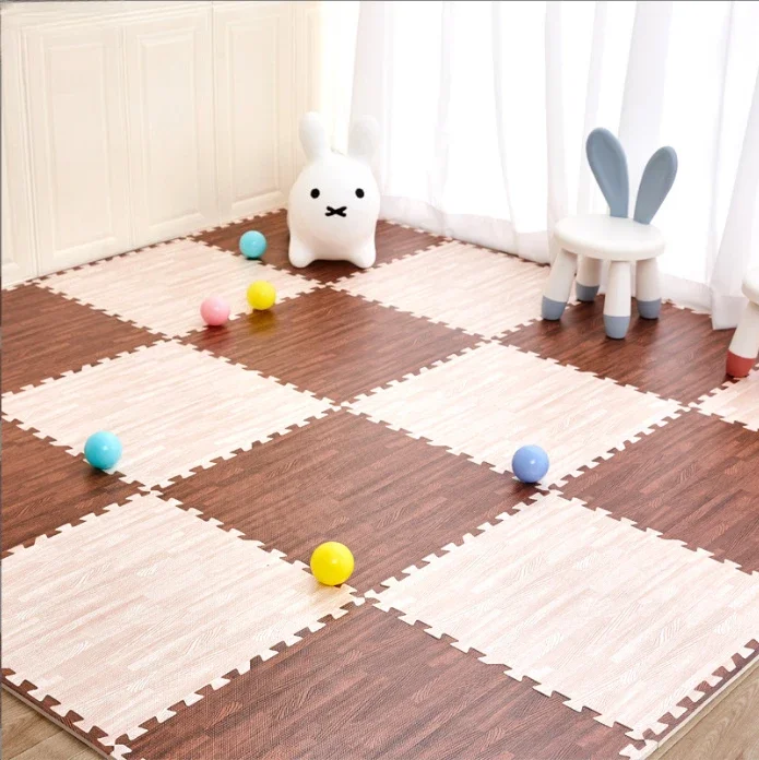 Holzmaserung Schaum Patchwork Matte Vintage Stil Weichen Teppich Rutschfeste Anti Herbst Kinder Boden Home Interior Boden Dekoration – Detail 1