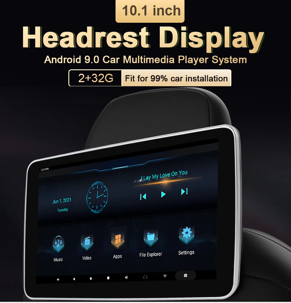 101inchHDIPSWiFiAndroid110CarTVHeadrestMonitorRearSeat