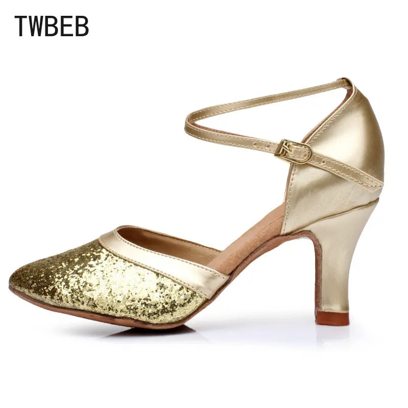 

Women's Adult High Heel Soft Sole Latin Dance Shoes Sparkly Stage Performance Female Modern Ballet Dance Shoes