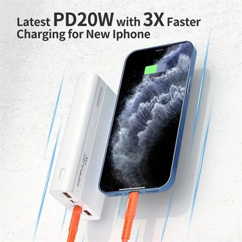 

22.5W 20000mAh Power Bank Portable Fast Charger Powerful External Auxiliary Battery QC3.0 Powerbank for Xiaomi 12 Samsung iPhone