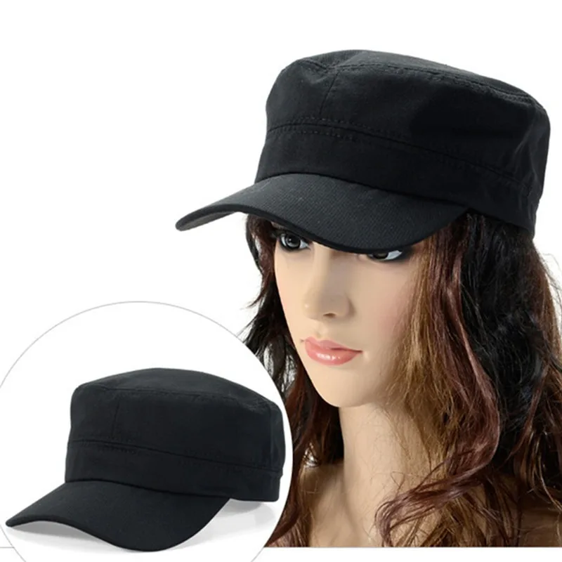 Hot Sale 1PC Fashion Men Women Five Colors Unisex Adjustable Classic Style Plain Flat Vintage Army Hat Cadet Military Patrol Cap_voghion.com