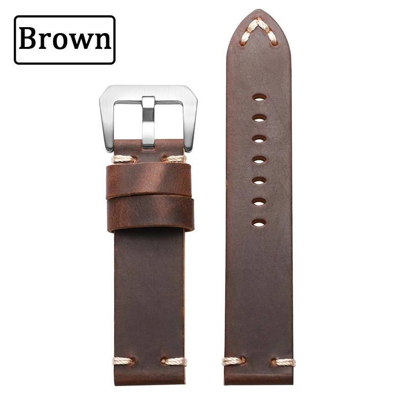 Vintage Crazy Horse Cowhide Leather Watch Band - Sport Replacement Bracelet