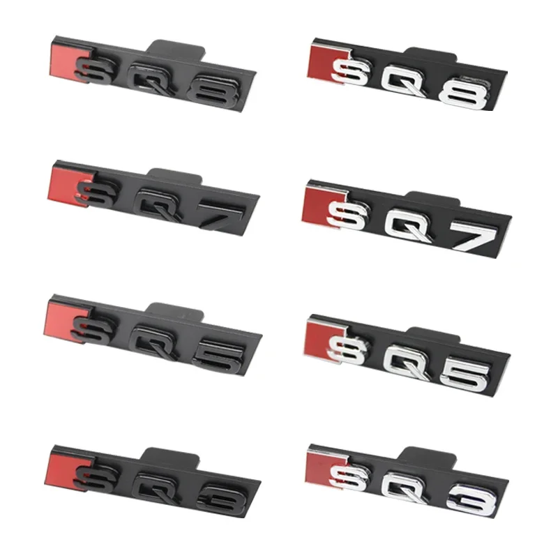 3D ABS 글로스 블랙 실버 프론트 라디에이터 메쉬 배지 네임플레이트 (아우디 SQ8 SQ7 SQ5 SQ3 모터스포츠 교체용 튜닝 액세서리)
