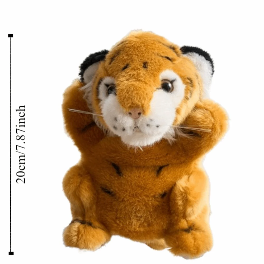 스토리텔링 동물 호랑이 손인형 시뮬레이션 소프트 핸드 핑거 스토리 인형 조기 교육용 20cm 봉제 호랑이 장난감