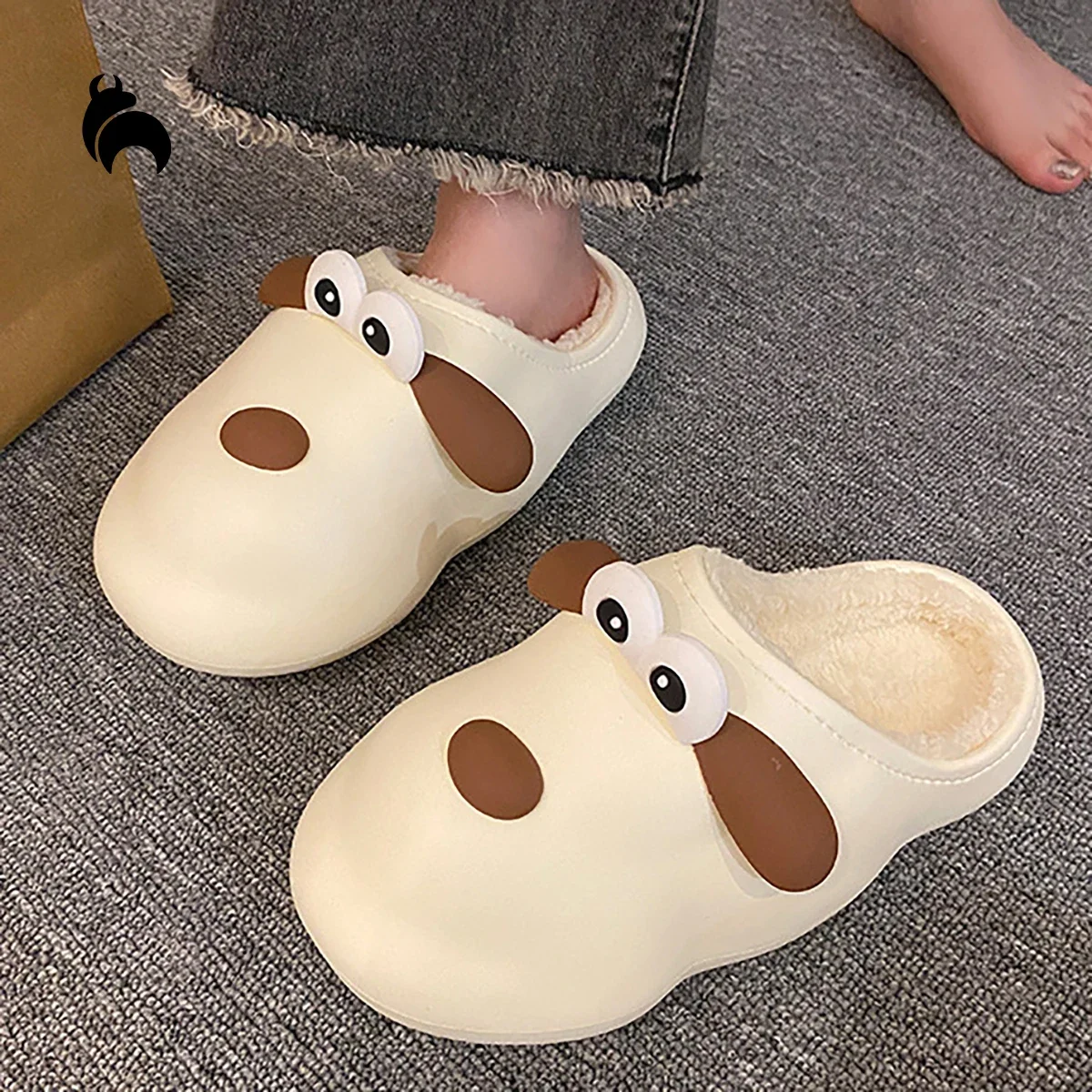 

Зимняя женская сумка Mo Dou на толстом каблуке, милые мужские тапочки для улицы, водонепроницаемые хлопковые тапочки