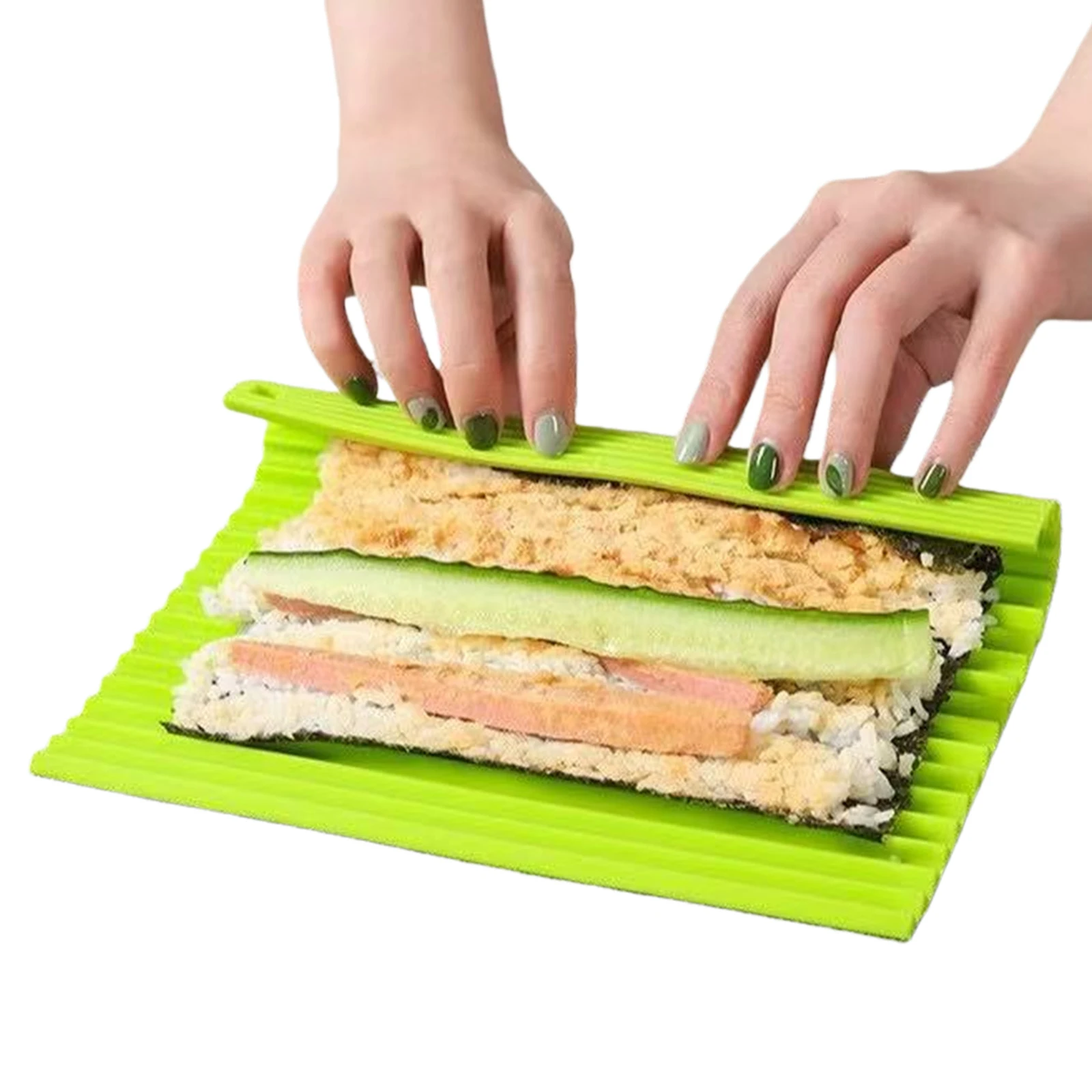 2pcs 스시 커튼 롤링 매트 청소가 용이한 휴대용 쌀 롤 만들기 키트 8.6x7.8인치 주방 가제트 요리 액세서리