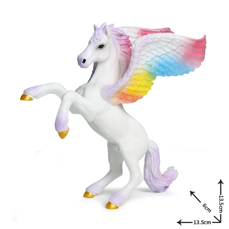 thumbnail image 1 of Nueva simulación de arcoíris Pegaso mitología animal modelo unicornios caballo figurita cuentos de hadas figura de acción niños juguete educativo, 1 of 5