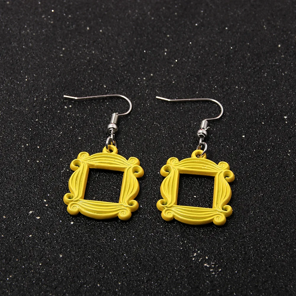 TV Show Friends Earrings Yellow Photo Frame Resinous Drop