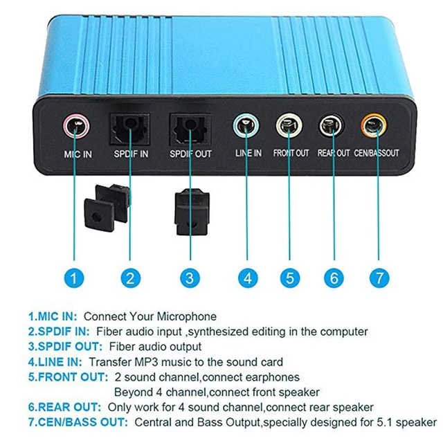 6 Channel Externe Sound Carte 5.1 Tour Son USB 2.0 Externe S/Pdif