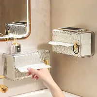 Multipurpose Tissue Box Transparent Rectangular Tissue Storage Box Bathroom Wall Mounted Toilet Paper Case Desktop Napkin Box 1