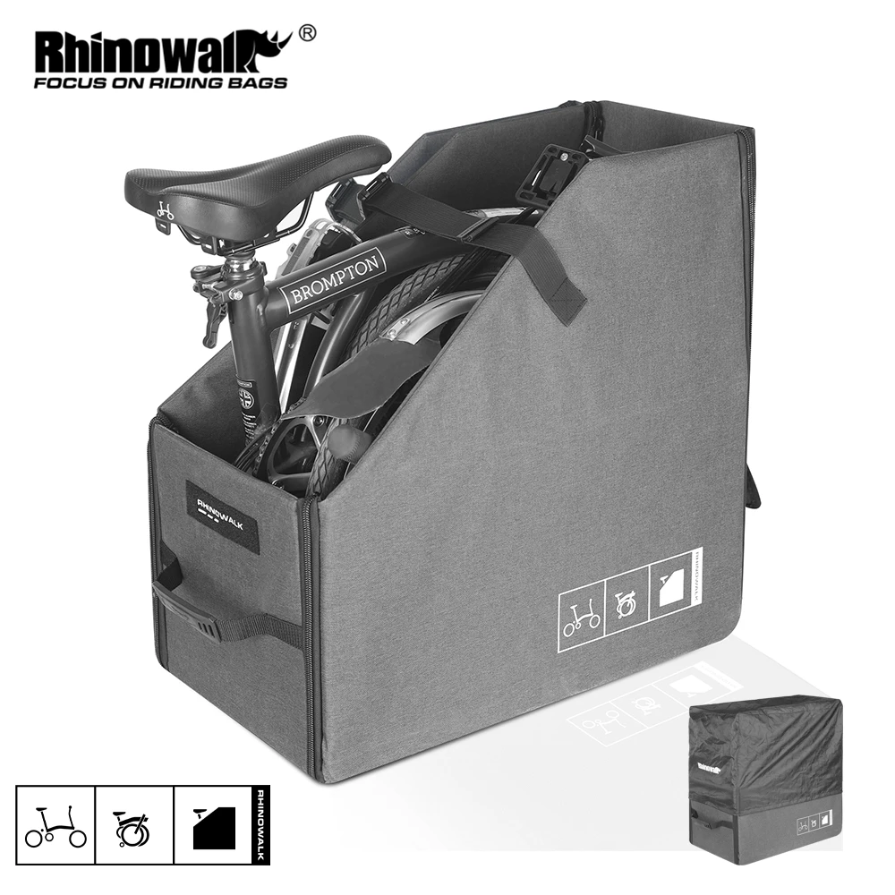 Scatola Portaoggetti Pieghevole Per Bici Rhinowalk Con Coperchio Antipolvere Tuta Pieghevole Per Bicicletta Elettrica Pieghevole Da 14-16 Pollici Brom