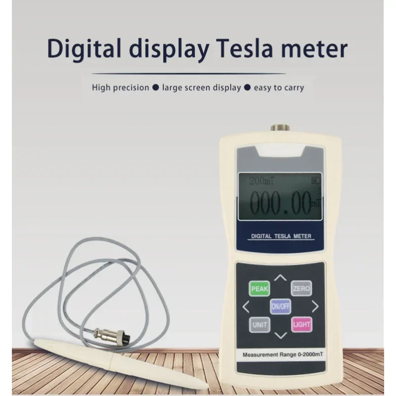 0-2400mT Digital Tesla Meter Permanent Magnet Gauss Handheld Magnetic Flux Surface Field Test 1%/2%/5% Accuracy digital tesla meter