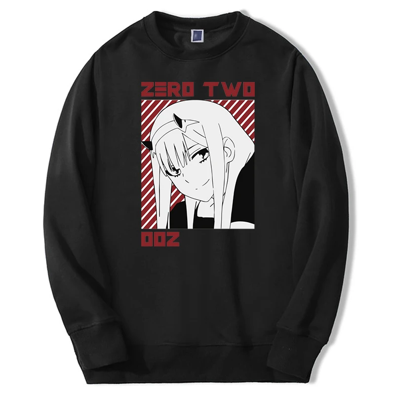 

Autumn Male Fleece Fabrics DARLING in the FRANXX Japan Anime Girl Sweatshirts Casual O-Neck ZERO TWO Anime 02 Men's Casual Top