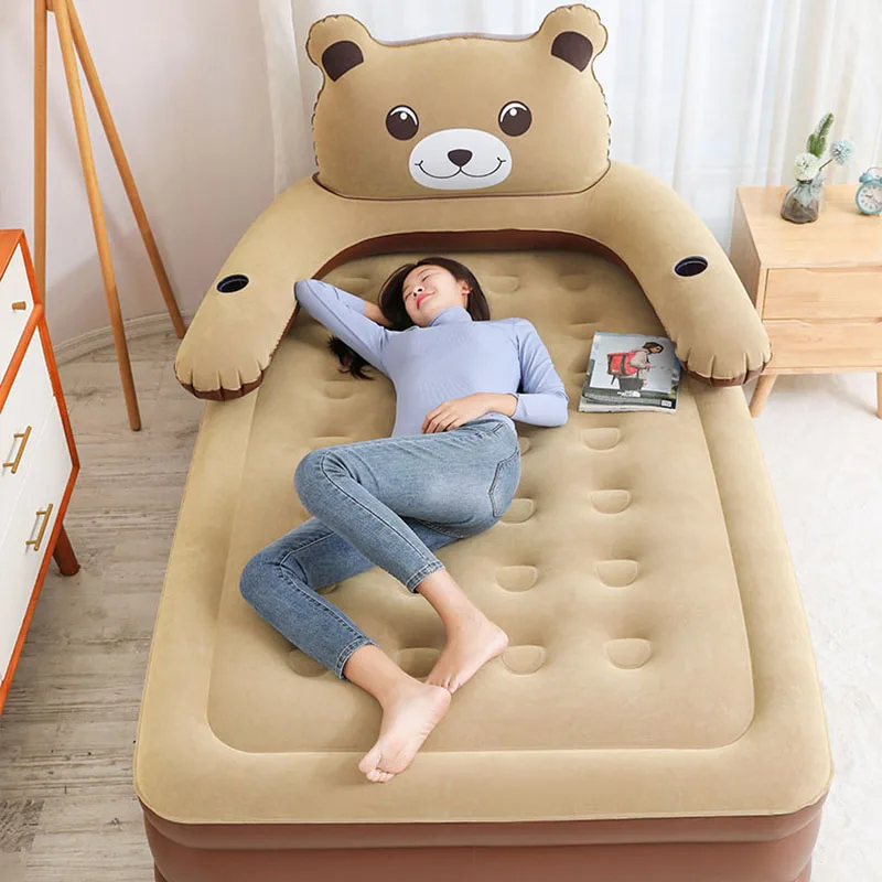 Cama inflable para niños y niñas, mueble tapizado para dormitorio, campamento para adultos, individual, portátil