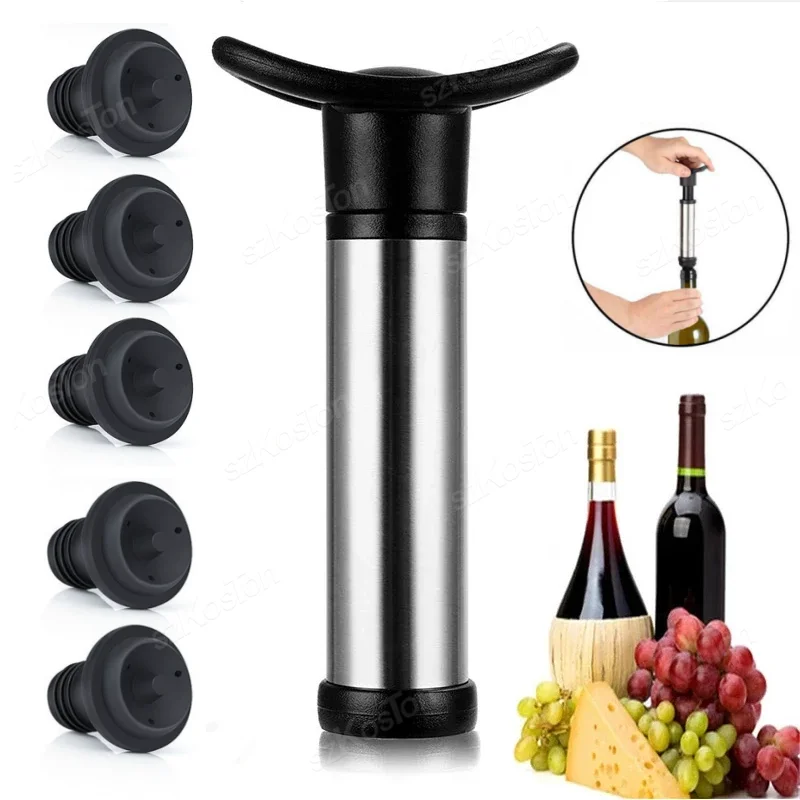 Wine Stopper With Vacuum Pump Bar Accessories Air lock Aerator Rubber Black Bottle Stopper Keep Wine Fresh Saver Sealing Wine Stopper With Vacuum Pump Bar Accessories Air lock Aerator Rubber Black Bottle Stopper Keep Wine Fresh Saver Sealing