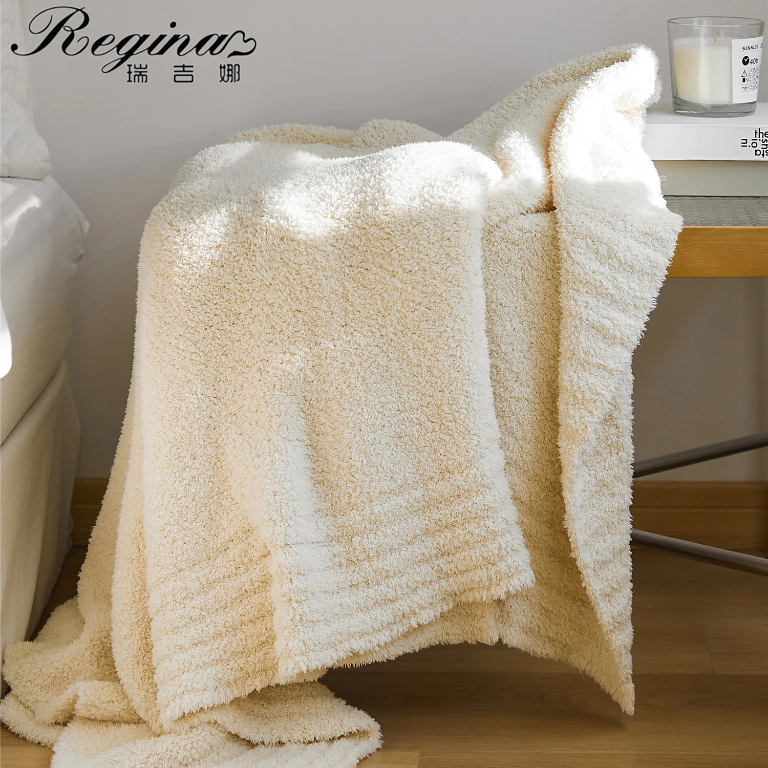 REGINA 브랜드 퍼지 Downy 니트 던지기 담요 에어 컨디셔닝 룸 소파 침대 통기성 스트라이프 털이 마이크로 화이버 퀼트 담요