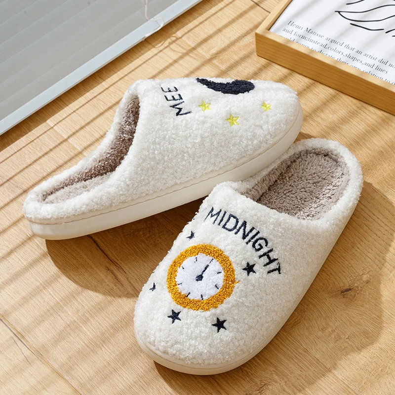 Warm Slippers  Cushion Slides Meet Me At Midnight Soft Warm Comfort Flat Cozy Fuzzy Woman House Slippers Funny Shoes 4
