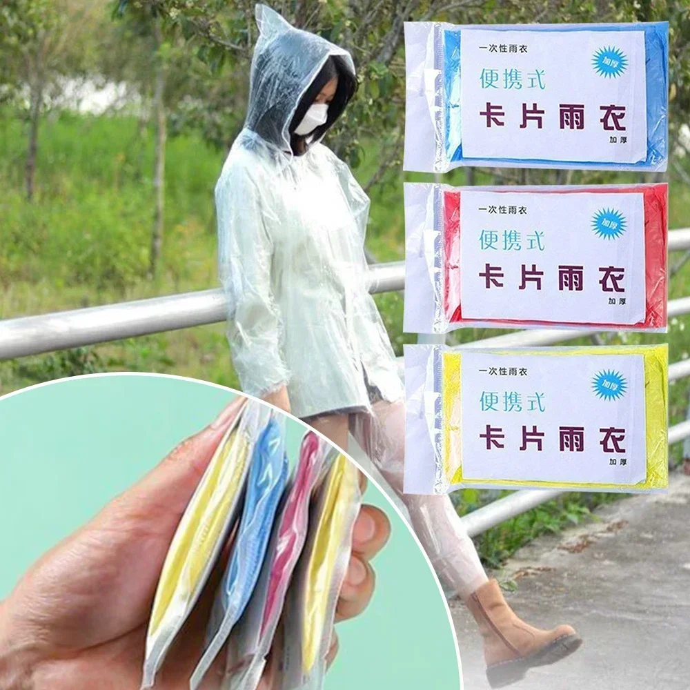 Raincoat Poncho Portable Disposable Raincoat Travel Waterproof Disposable Rain Coat Thickened Card Packaging Raincoat Travel Accessories