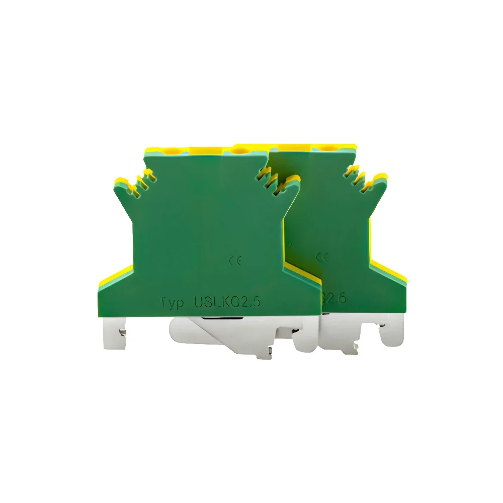 Din rail terminal block wire connectors 10Pcs USLKG-2.5N PE Din Rail Terminal Blocks Ground Universal Connector Screw Wire Conductor