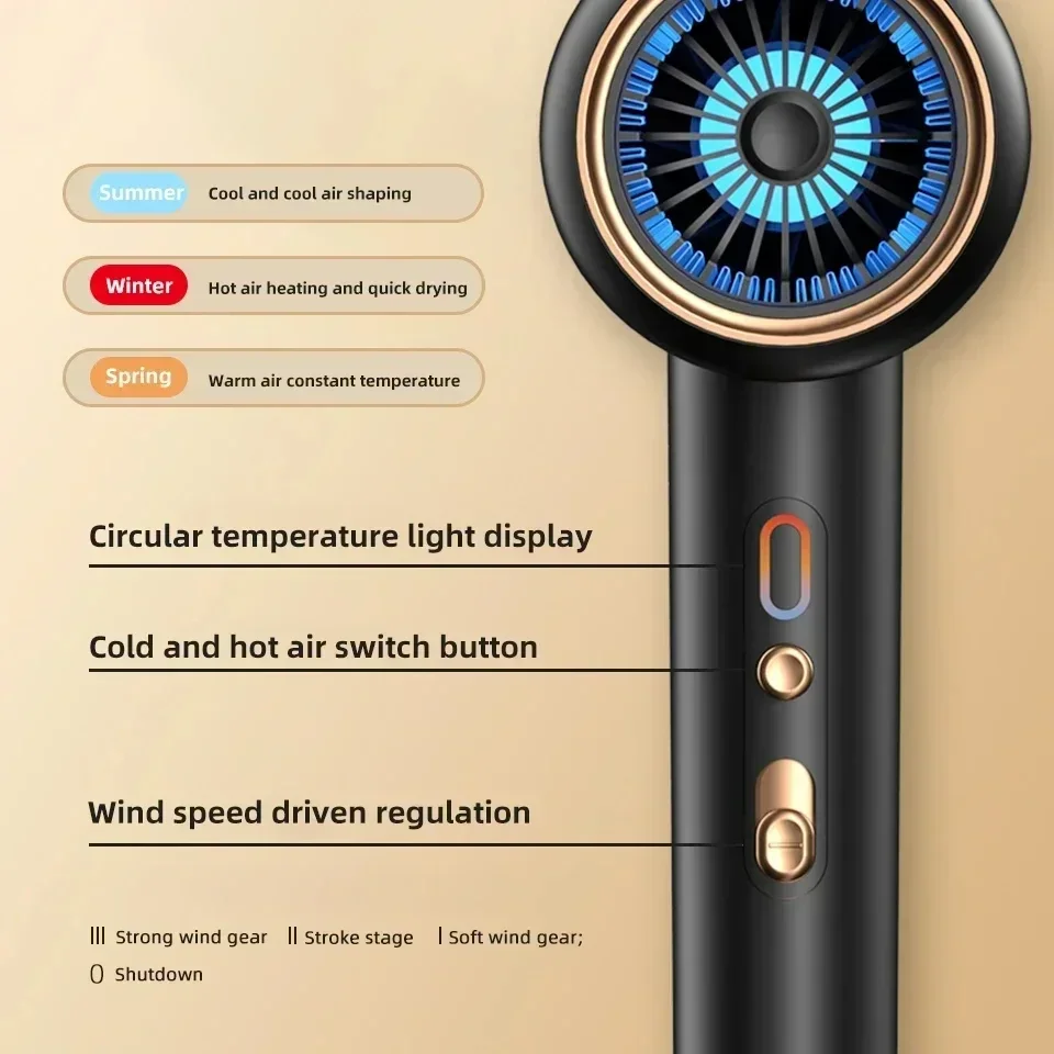 Hairdryer Hot & Cold Brush Hairdryer Negative Ion Powerful Hairdryer for Travelling Home Hairdressing Tools 2400W 3rd Gear 4