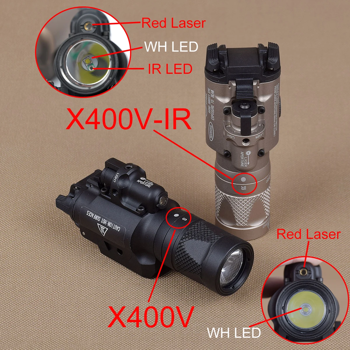 

Тактическая улучшенная модель SF X400, Стробоскопическая Лампа X400V, инфракрасная лампа для страйкбольного оружия, Стробоскопическая Лампа для охоты Glock 17 18c