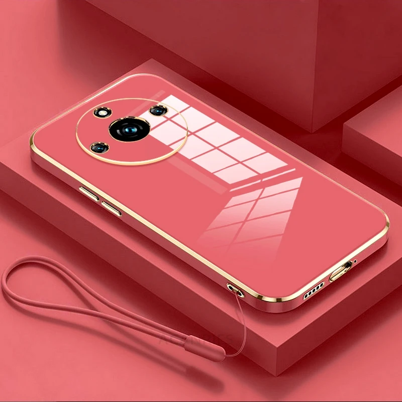 Luxury Plating Lanyard Silicone Phone Case - Elegant Protective Back Cover