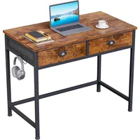 Computer Desk with 2 Fabric Drawers, 36 Inch Small Home Office Writing Desk, Vanity Desk with Hooks, Simple Study Desk 1